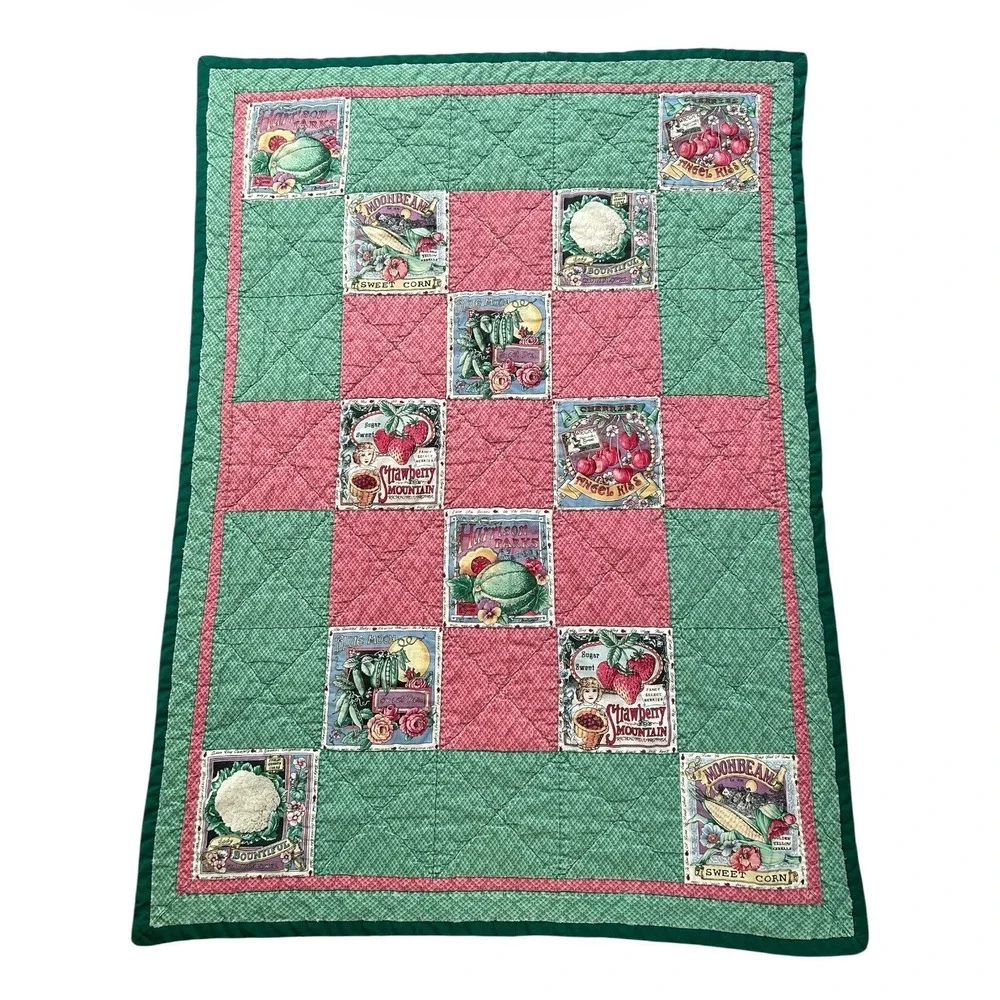 Vintage Reversible Cottagecore Floral Patchwork Quilt Throw Blanket 33.5x45